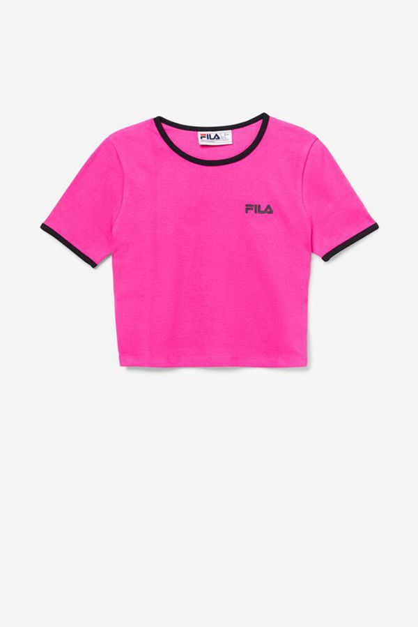 Fila Topy Damske Ruzove / Čierne - Perla Crop Vypredaj - Slovakia 42509-OVPI